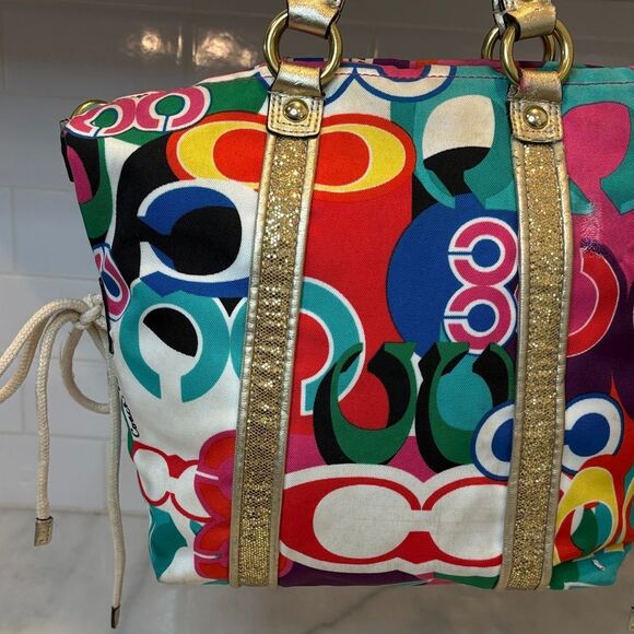 Coach Poppy Pop C Spotlight Multicolor Tote Shoulder Handbag - Picture 4 of 16